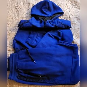 Royal Blue Tracksuit For Men Sz 2X Black Zippers & Honeycomb Designs